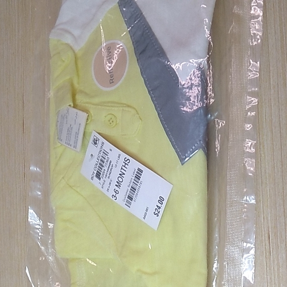 Macy's First Impressions 3-6 months Shirt w hood Reflective 100% Cotton Yellow, - Picture 2 of 6